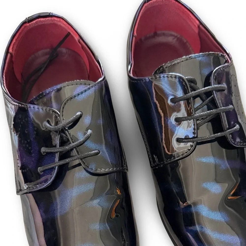 Blue Purple Iridescent Patent Leather Oxford Dress Shoes Mens Sz 9 Formal